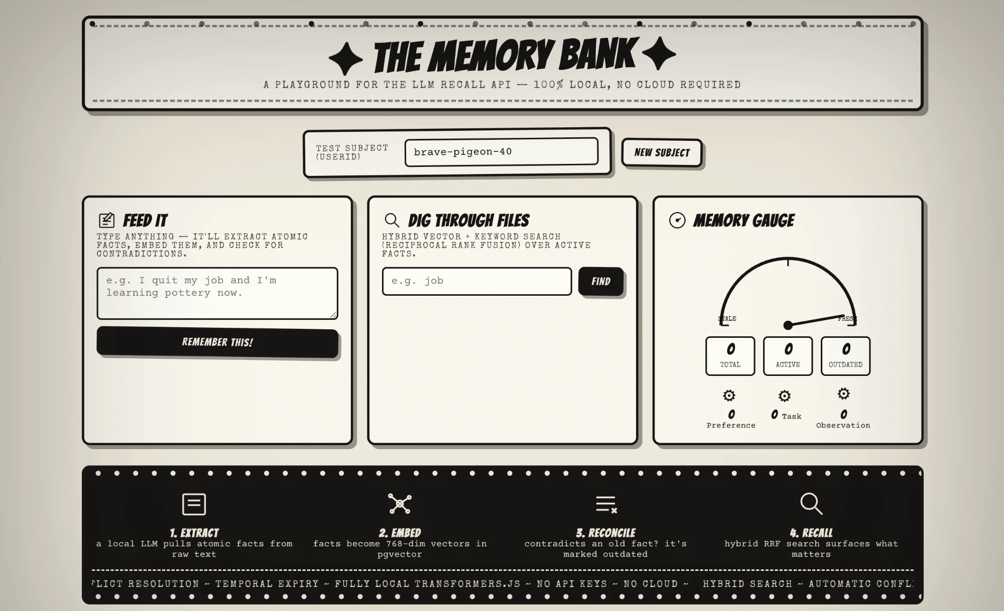 The Memory Bank playground UI